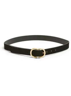 PIECES Black Suede Buckle Belt