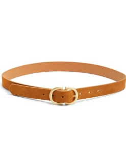 PIECES Brown Suede Buckle Belt