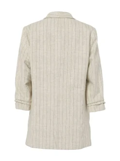 PIECES Cream Relaxed Ruched Sleeve Blazer