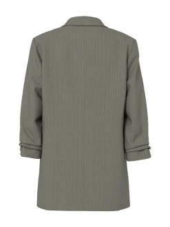 PIECES Green 3/4 Sleeve Pinstripe Blazer