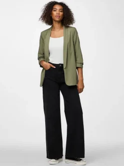 PIECES Green Ruched Sleeve Blazer