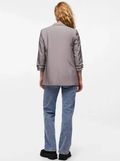 PIECES Grey Ruched Sleeve Blazer