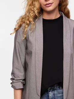 PIECES Grey Ruched Sleeve Blazer