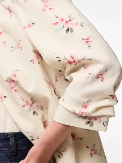 PIECES White 3/4 Sleeve Printed Blazer