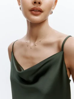 Pine Green Satin Cowl Neck Wedding Guest Bridesmaid Maxi Dress