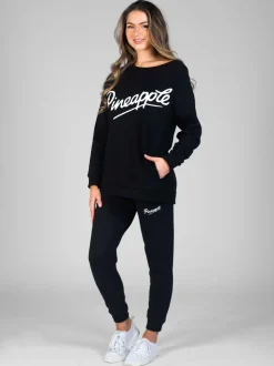 Pineapple Black Petite Skinny Zip Joggers