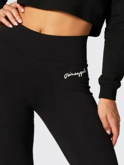Pineapple Black Petite Womens Wide Waistband Leggings