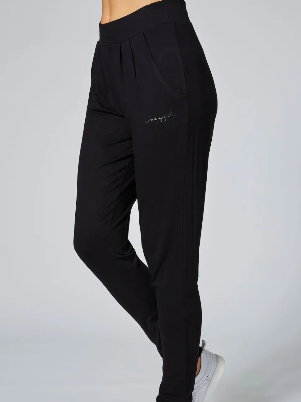 Pineapple Black Viscose Relaxed Fit Jersey Joggers
