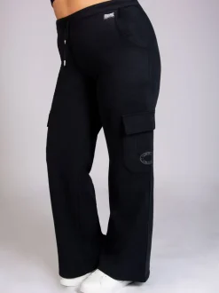 Pineapple Black Womens Cargo Wide Leg Joggers