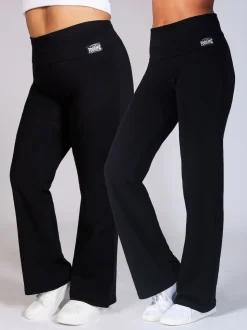 Pineapple Black Womens Fold Waistband Jersey Trousers