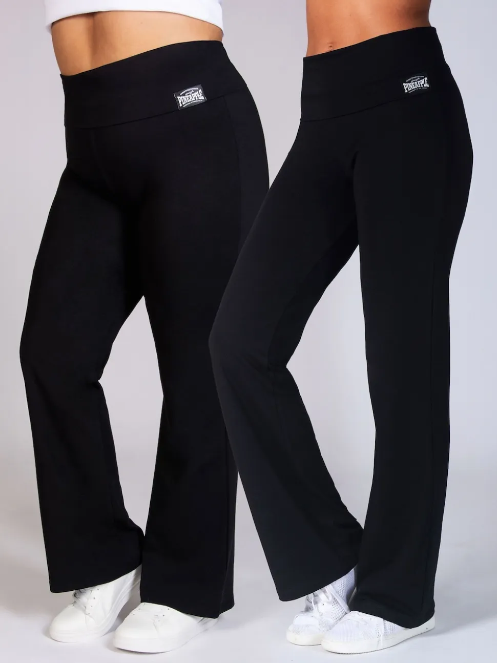 Pineapple Black Womens Fold Waistband Jersey Trousers