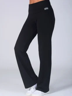 Pineapple Black Womens Fold Waistband Jersey Trousers
