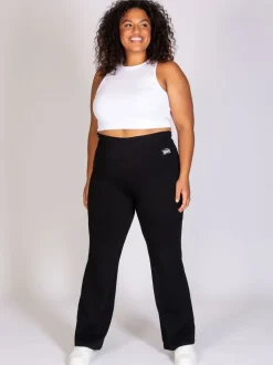 Pineapple Black Womens Fold Waistband Jersey Trousers