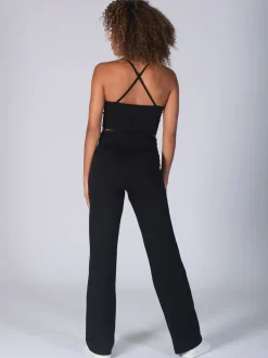 Pineapple Black Womens Fold Waistband Jersey Trousers