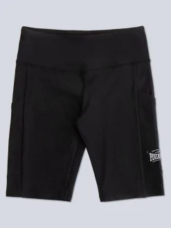 Pineapple Black Womens Rib Cycling Shorts with Pocket