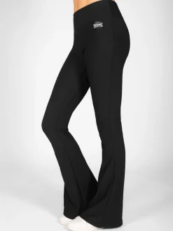Pineapple Black Womens Rib Flared Leggings