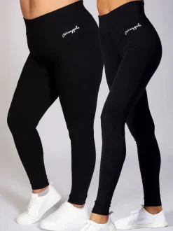 Pineapple Black Womens Wide Waistband Leggings