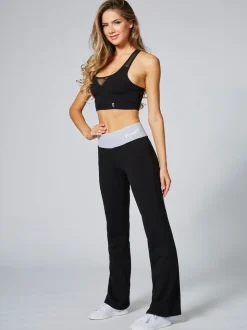 Pineapple Black/Grey Womens Contrast Band Bootcut Jersey Trousers