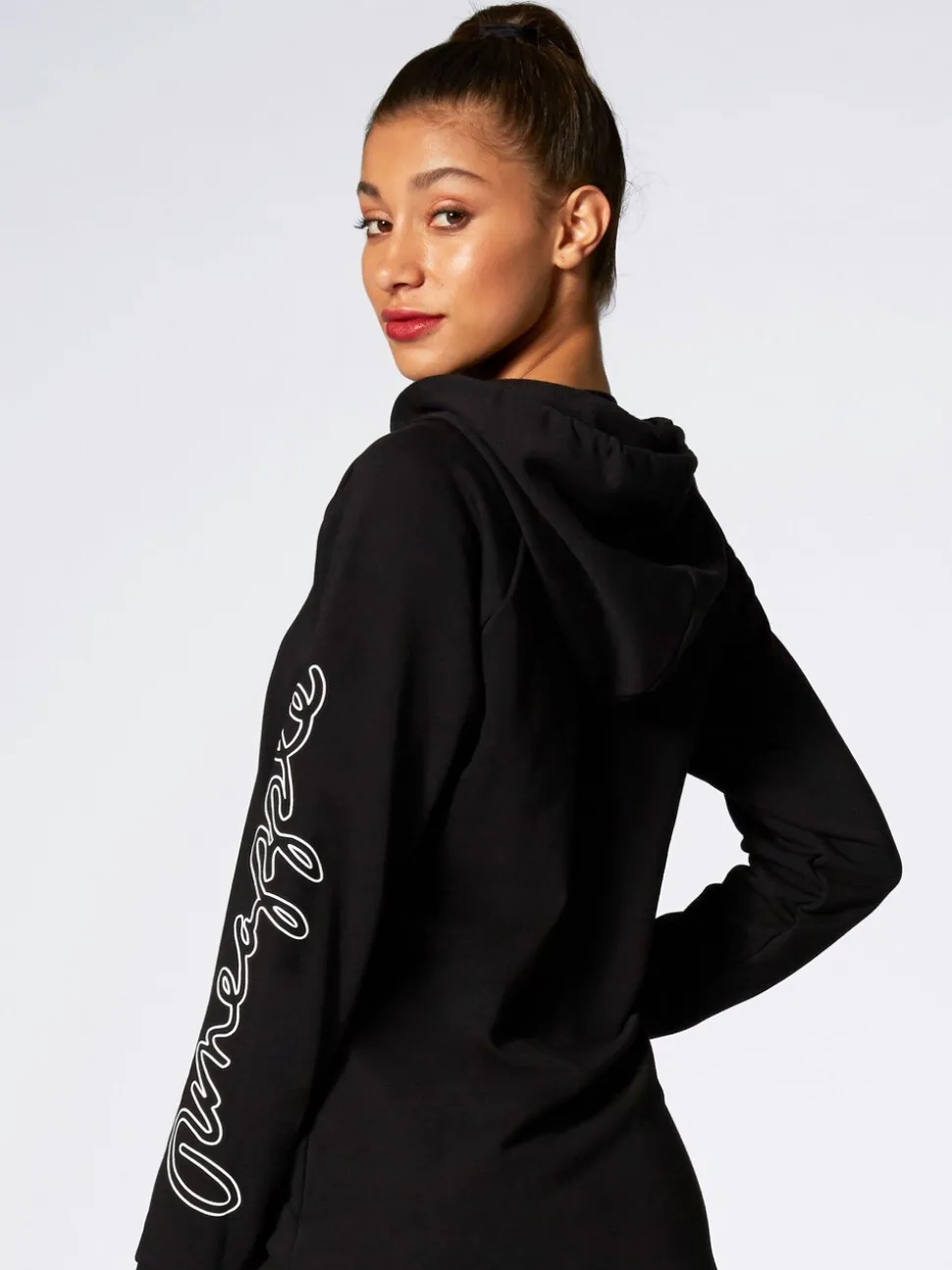 Pineapple Dark Black Longline Hoodie