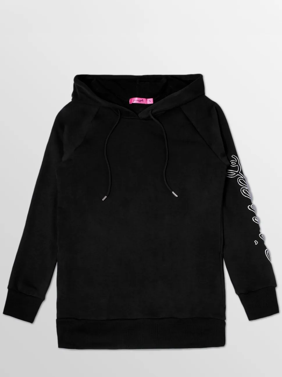 Pineapple Dark Black Longline Hoodie