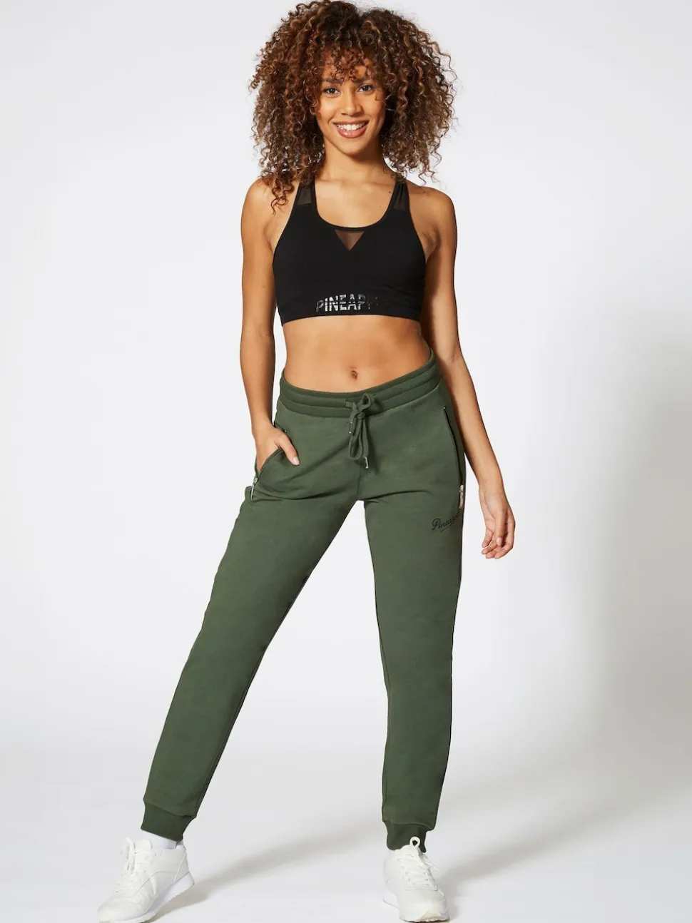 Pineapple Forest Green Skinny Zip Joggers