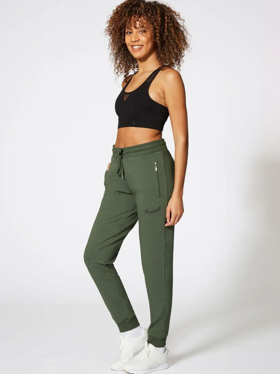 Pineapple Forest Green Skinny Zip Joggers