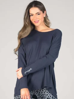 Pineapple Grey Womens Script Long Sleeves Top
