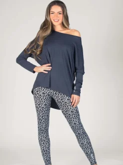 Pineapple Grey Womens Script Long Sleeves Top