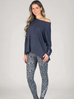 Pineapple Grey Womens Script Long Sleeves Top