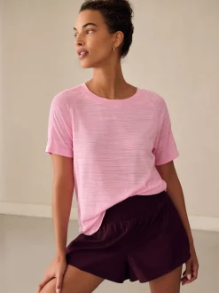 Pink Active Crew Neck Lightweight Short Sleeve T-Shirt