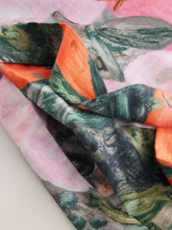 Pink Benjamin Macgregor Scene Print Satin Dressing Gown