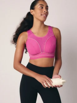 Pink B-G Active Sports High Impact Dry Tech Non Pad Bra
