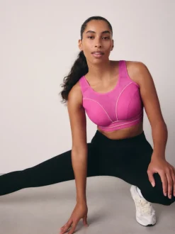 Pink B-G Active Sports High Impact Dry Tech Non Pad Bra