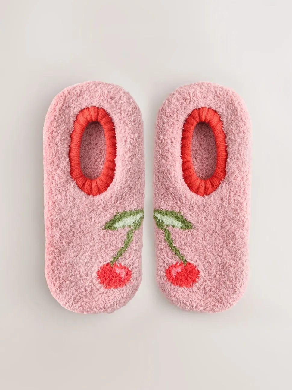 Pink Cherries Print Cosy Footsie Socks 1 Pack