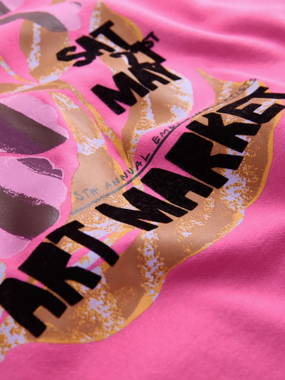 Pink Cotton Rich Fruit Art Graphic Longsleeve Crewneck Sweatshirt