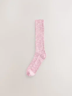 Pink Cotton Slub Slouchy Ankle Socks 3 Pack