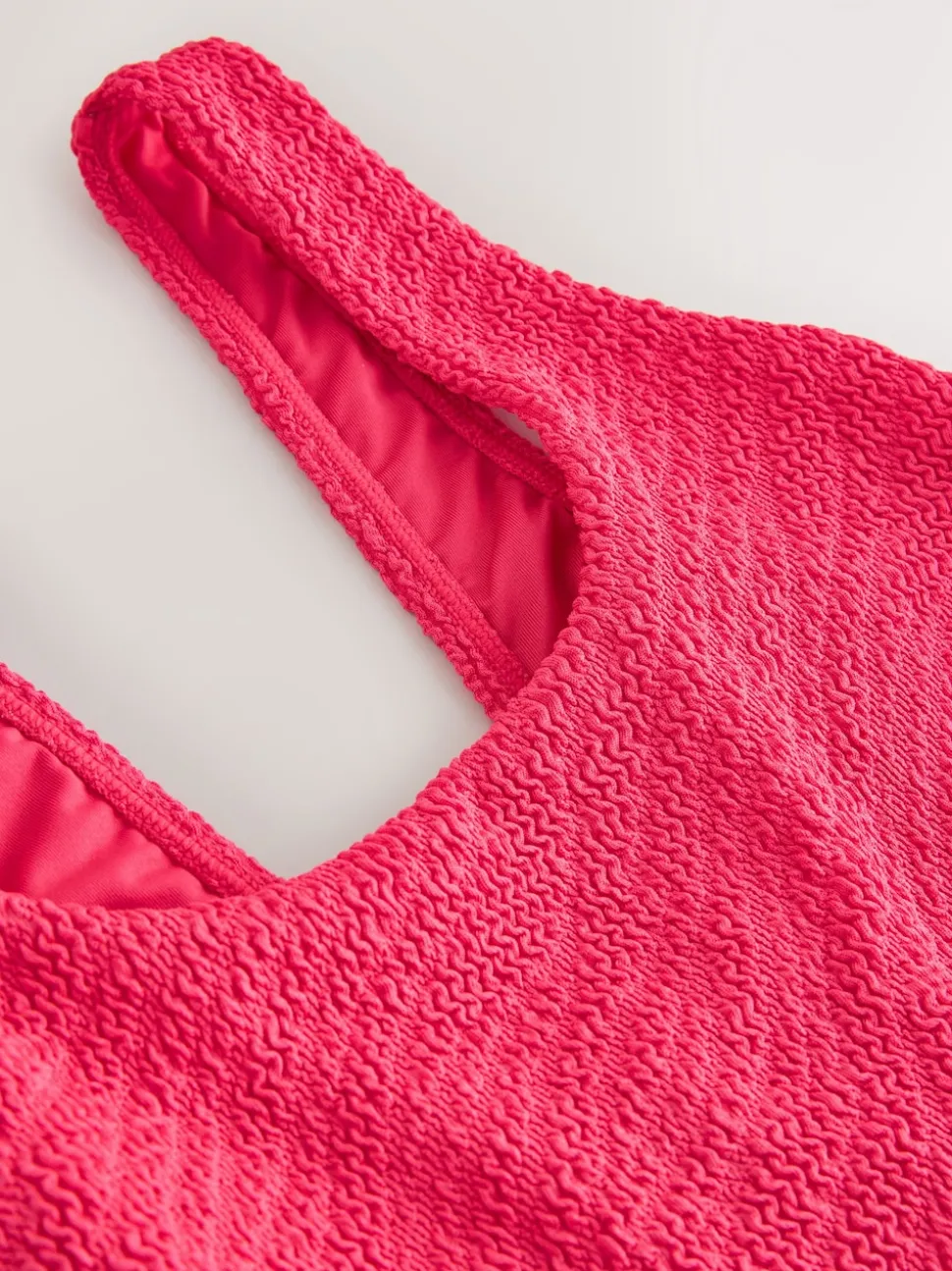 Pink Crinkle Wide Strap Tummy Control Scoop Swimsuit