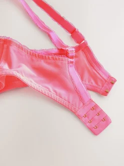 Pink DD+ Non Pad Plunge Premium Embroidery Bra