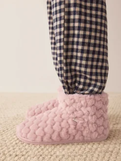Pink Faux Fur Heart Slipper Boots