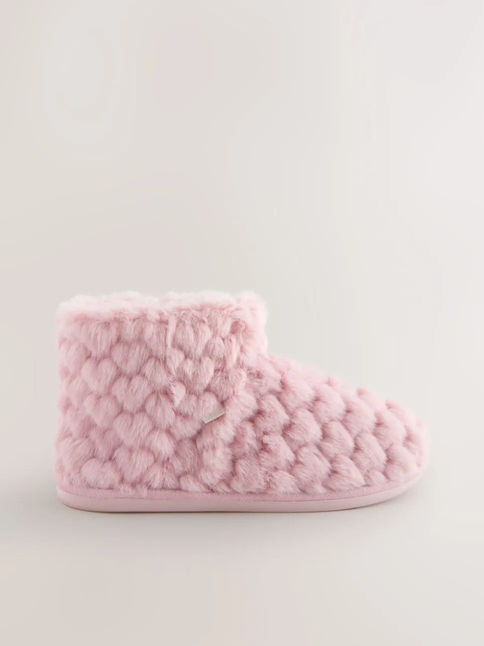Pink Faux Fur Heart Slipper Boots