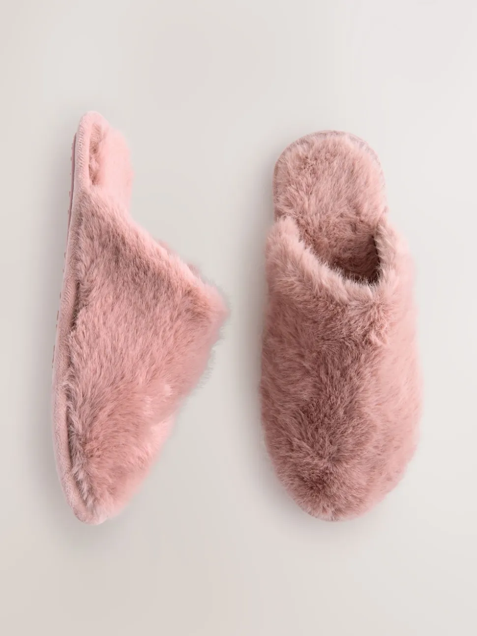 Pink Faux Fur Mule Slippers