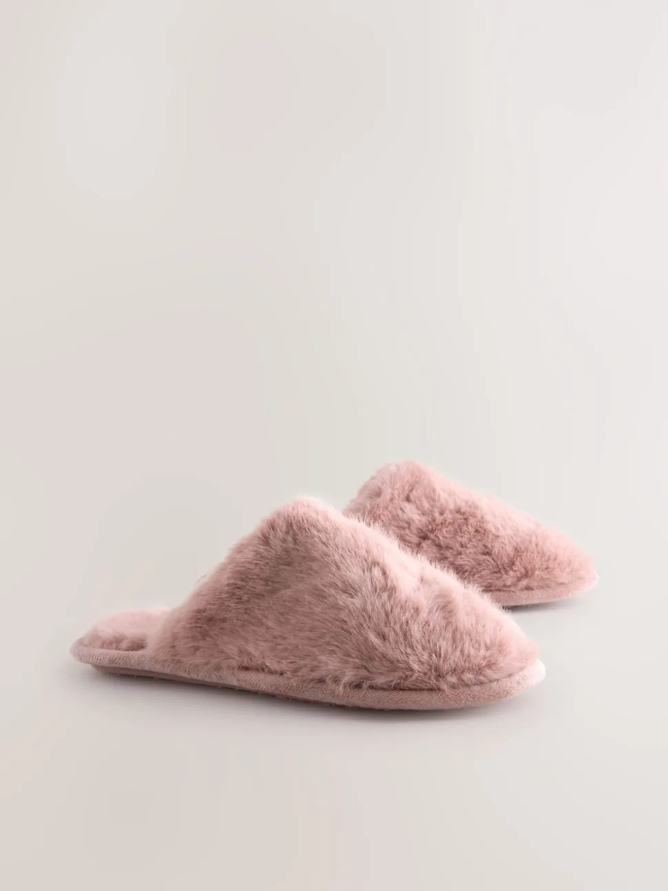 Pink Faux Fur Mule Slippers