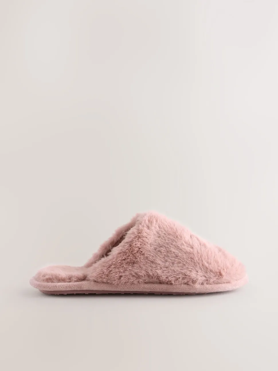 Pink Faux Fur Mule Slippers