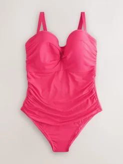 Pink F-K Ultimate Support Tummy Control Wired Bandeau Swimsuit