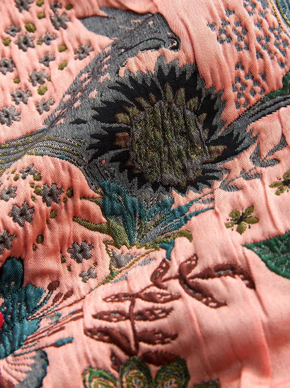 Pink Floral Jacquard Bomber Jacket