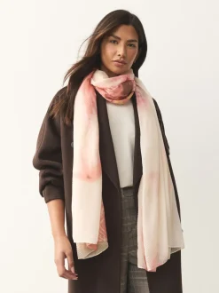 Pink Floral Print Plisse Lightweight Scarf