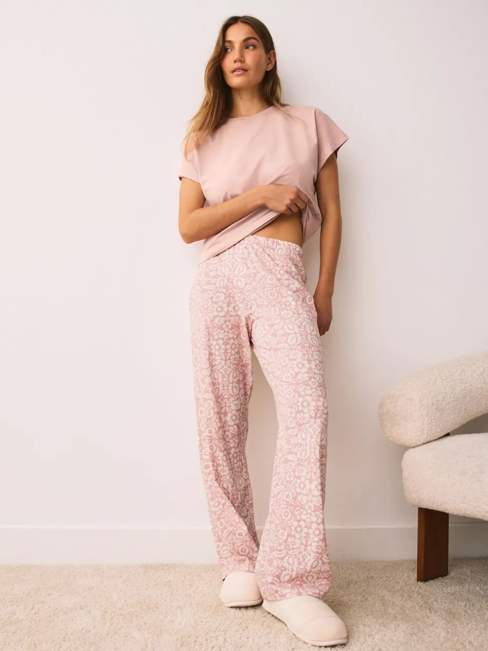 Pink Floral Short Sleeve Pyjamas
