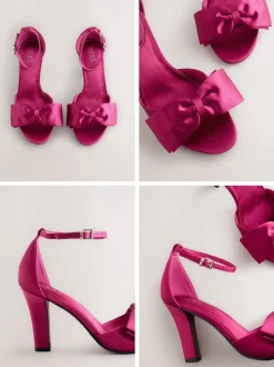 Pink Forever Comfort® Satin Bow Block Heeled Sandals