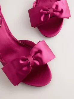 Pink Forever Comfort® Satin Bow Block Heeled Sandals
