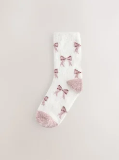 Pink Gingham/ Bows Superhairy Cosy Socks 2 Pack